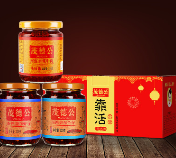 茂德公香辣醬225g*3瓶禮盒裝 牛肉+魚仔+蝦仔下飯拌面醬調味醬