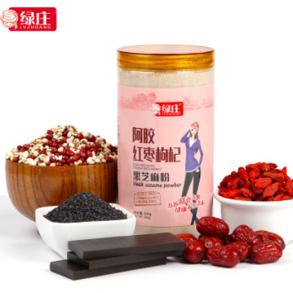 綠莊 阿膠紅棗枸杞黑芝麻粉500g/罐 營(yíng)養(yǎng)早餐代餐粉谷物粉原料粉