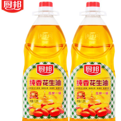 廚邦純香花生油1.8L濃香一級物理壓榨當(dāng)季花生榨取食用油一件代發(fā)