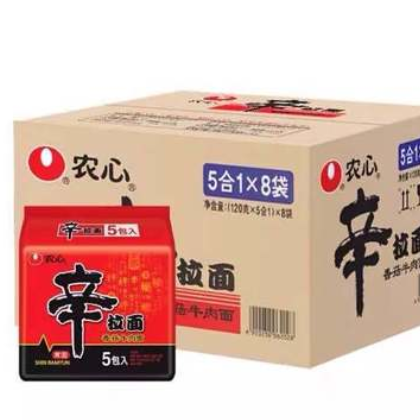 整箱農心辛拉面香菇牛肉面5連包120g*5*8國產方便面韓國筋勁道Q彈